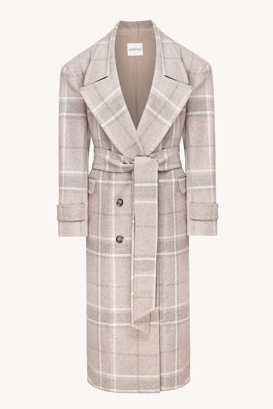 Liam Beige Wool Coat with silk and camel wool 