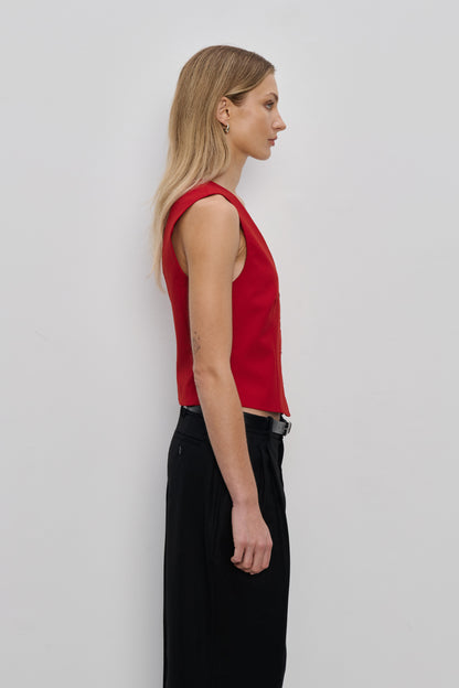 Wool Vest Venis Red