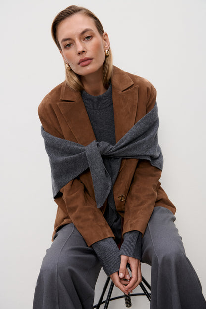 Zamszowa Marynarka Sezanne Brown