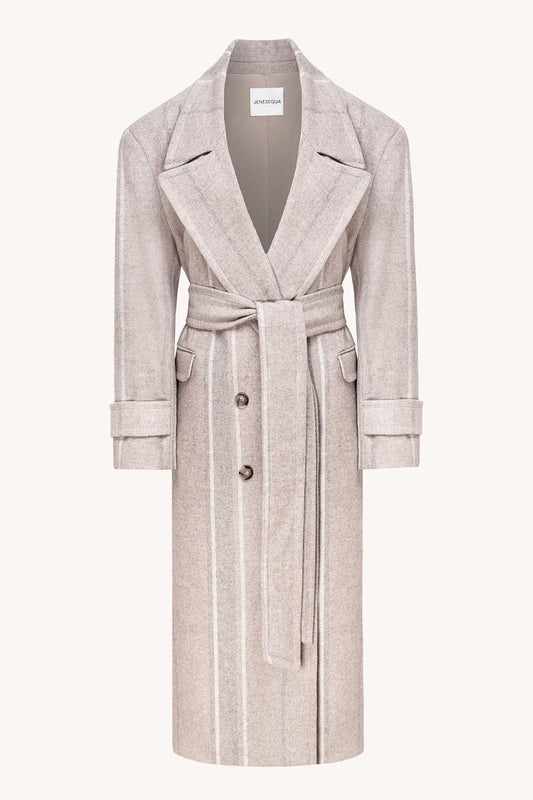 Liam Beige Wool Coat with silk and camel wool 