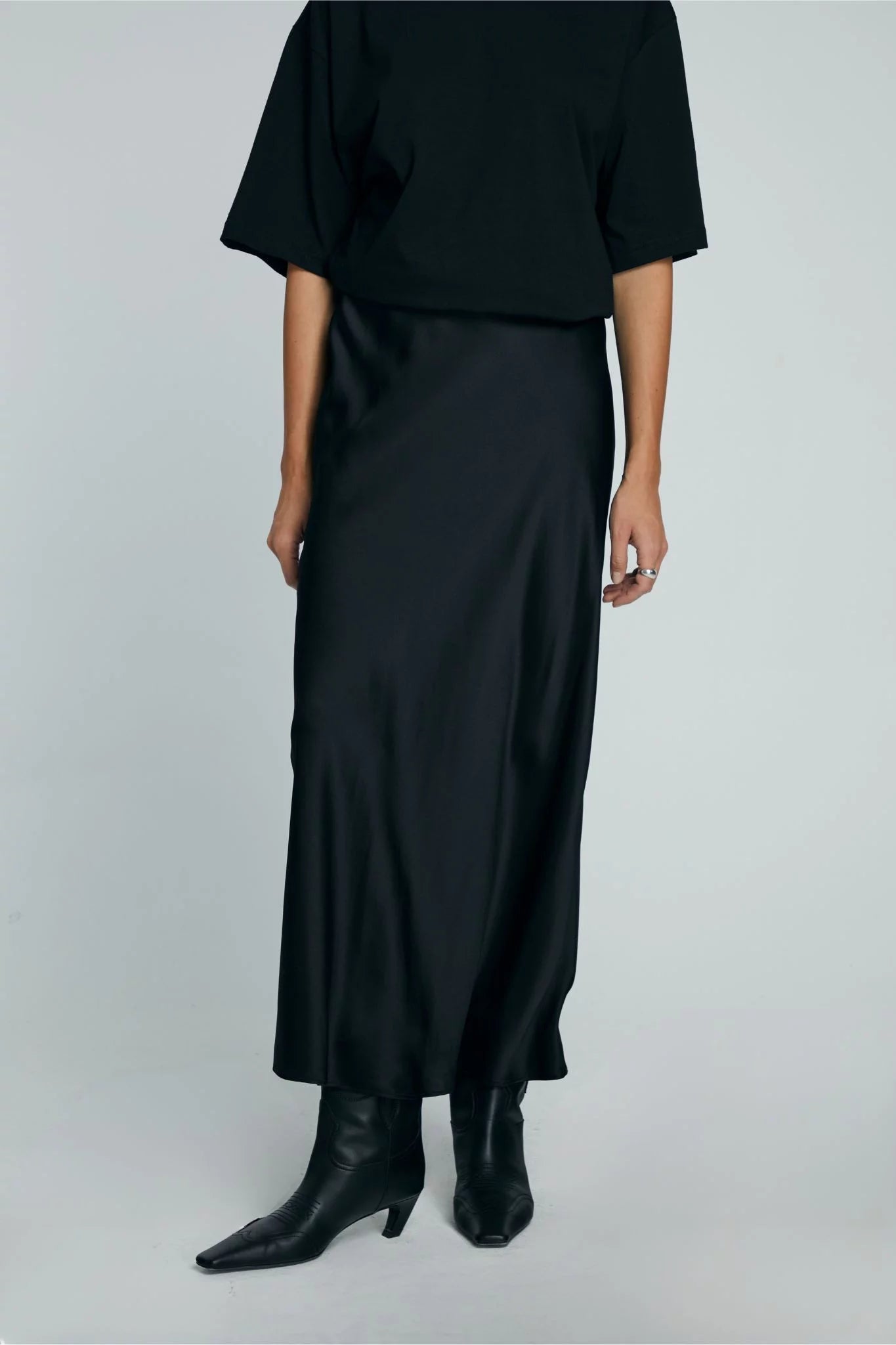 Roanne Maxi Black silk skirt