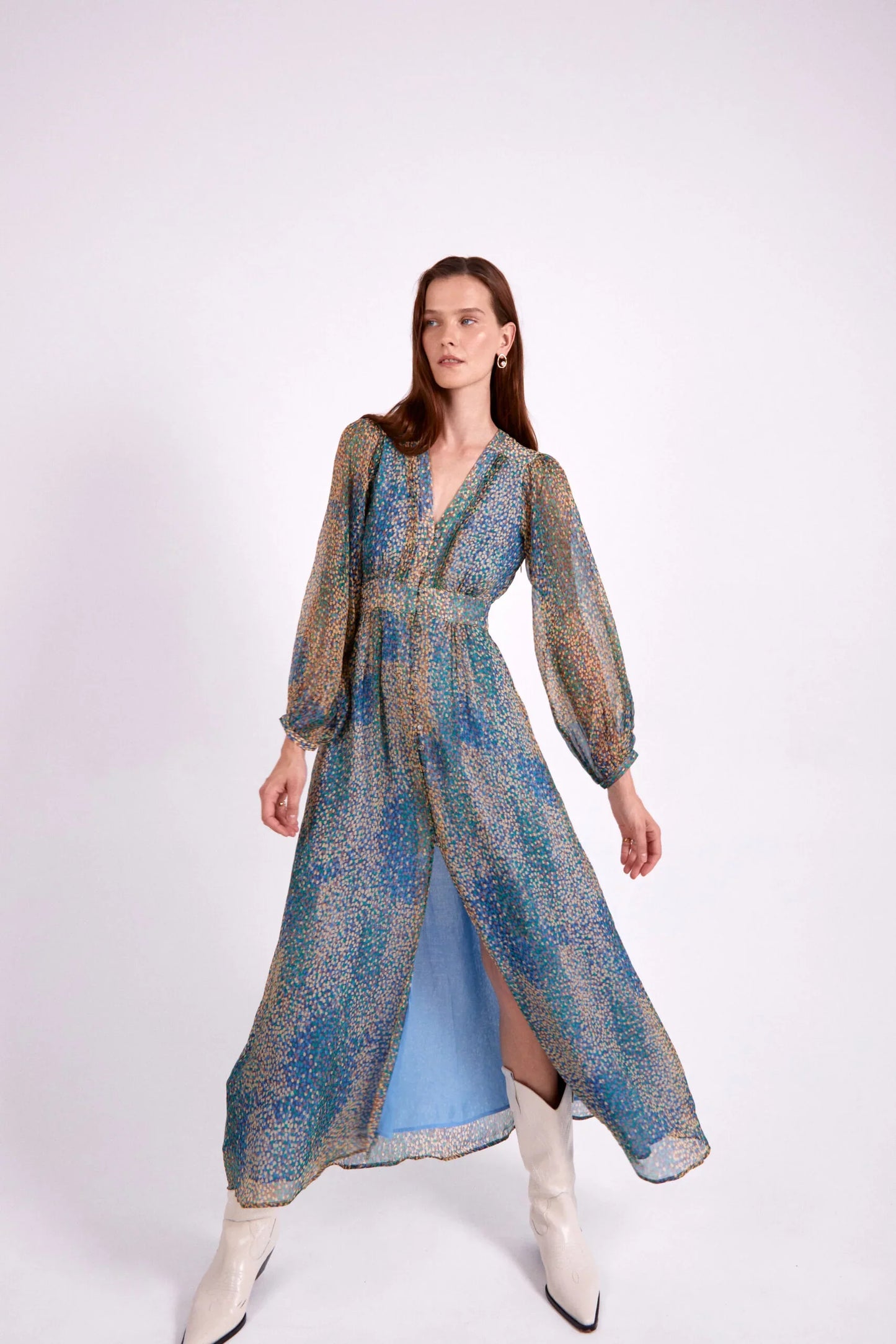 Antibes Blue silk dress 