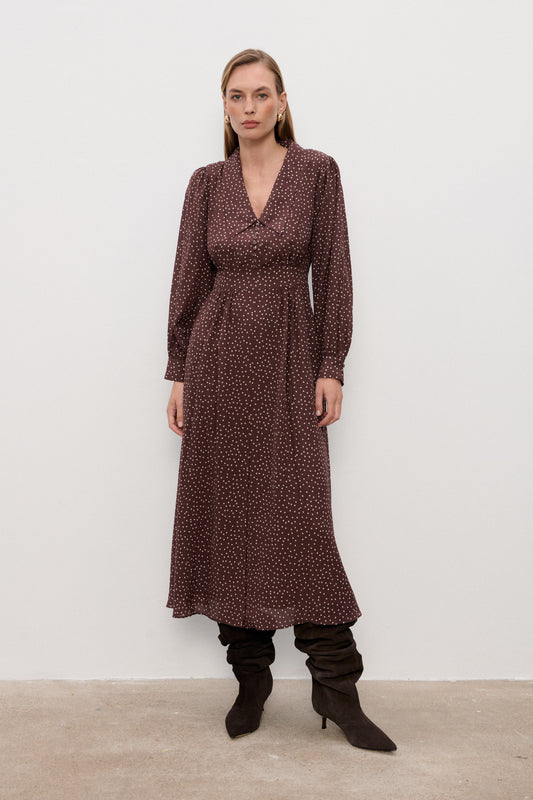 Sukienka jedwabna Avignon Brown