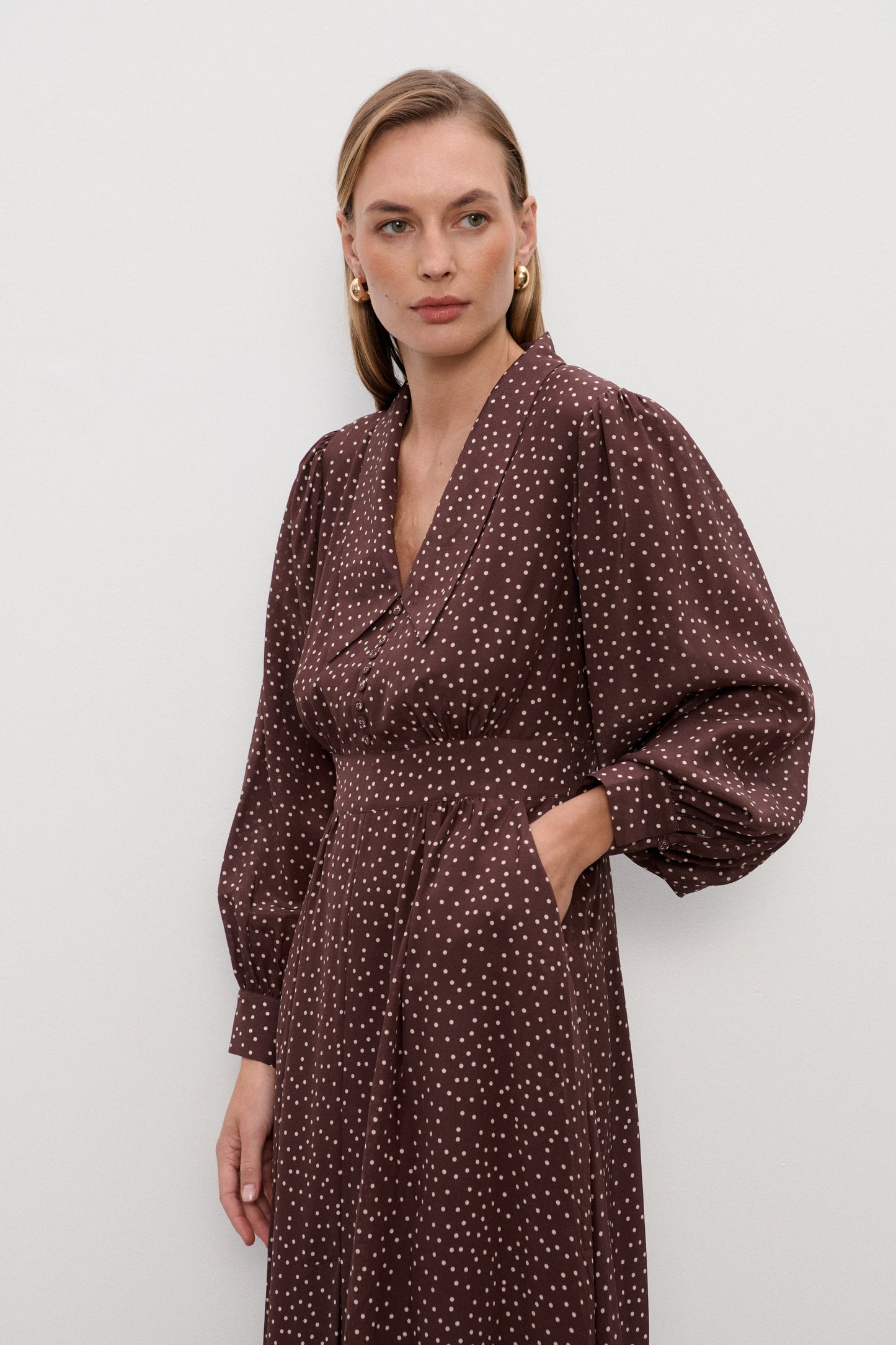 Sukienka jedwabna Avignon Brown