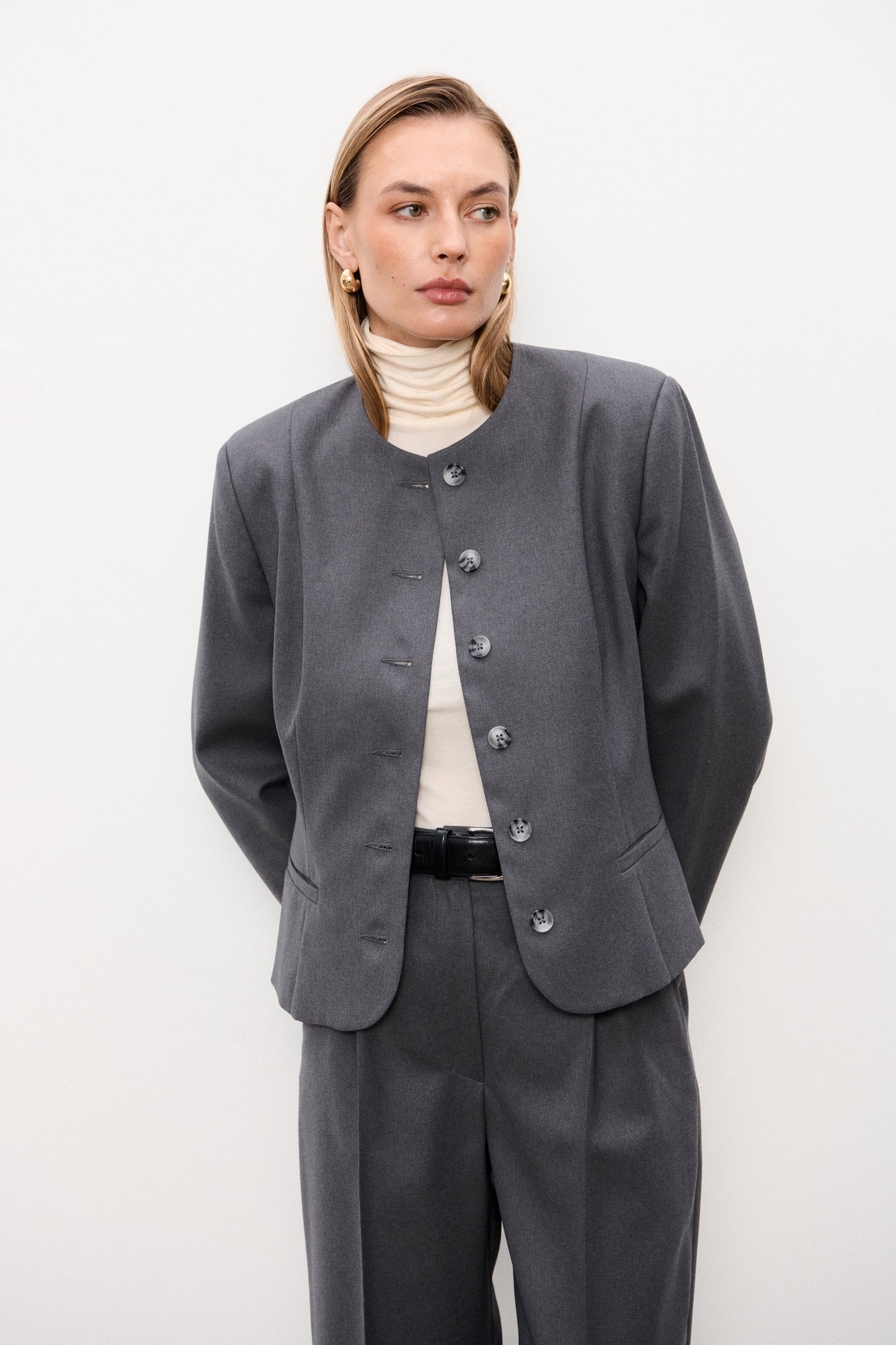 Marynarka Cropped Harry Light Grey