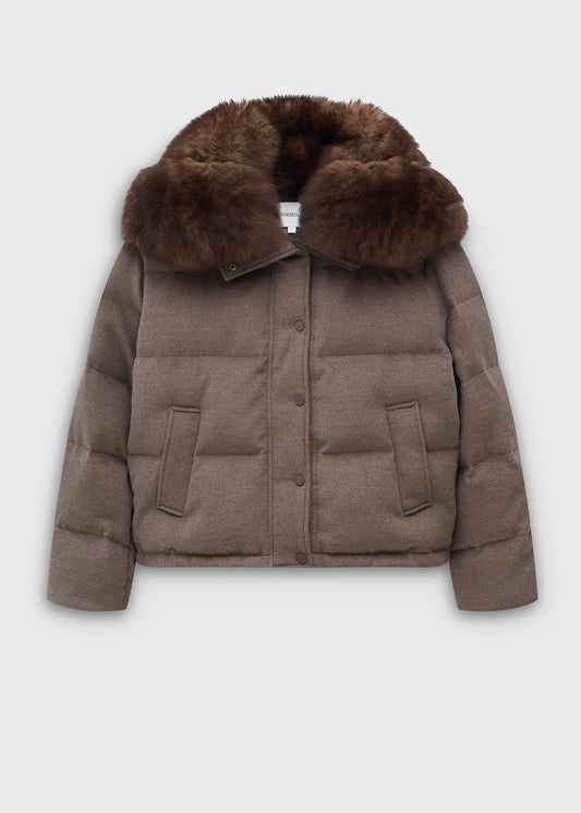 Kurtka puchowa Aurora with fur Light Brown