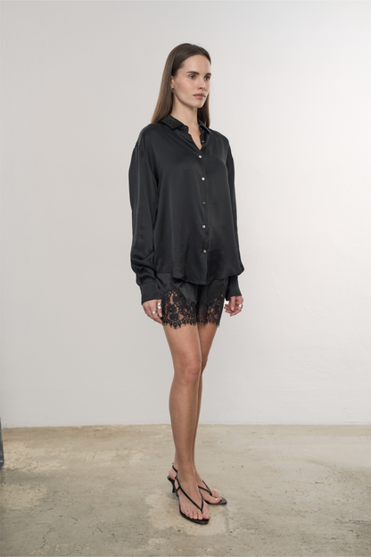 Mini Black silk skirt