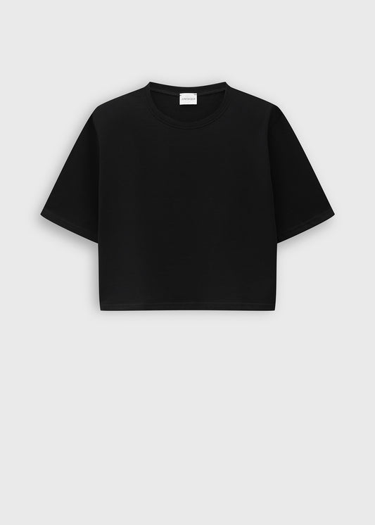 T-shirt Crop Mess Black