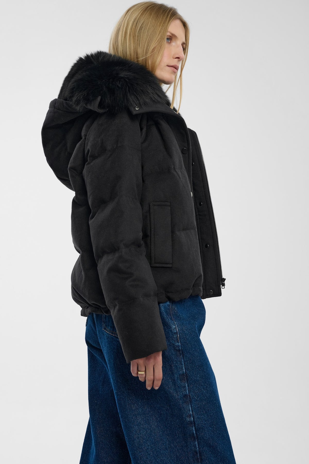 Kurtka puchowa Aurora with fur Black
