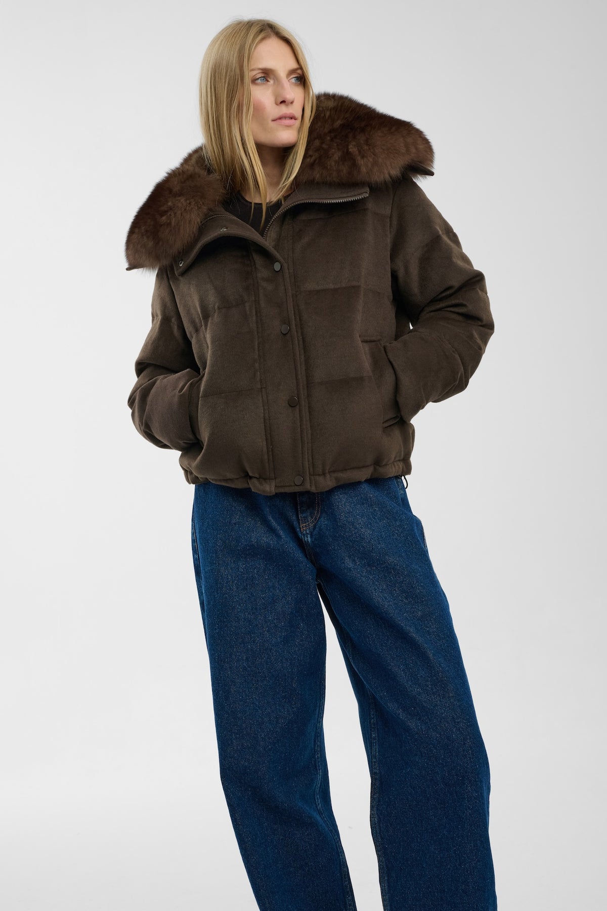 Kurtka puchowa Aurora with Fur Brown