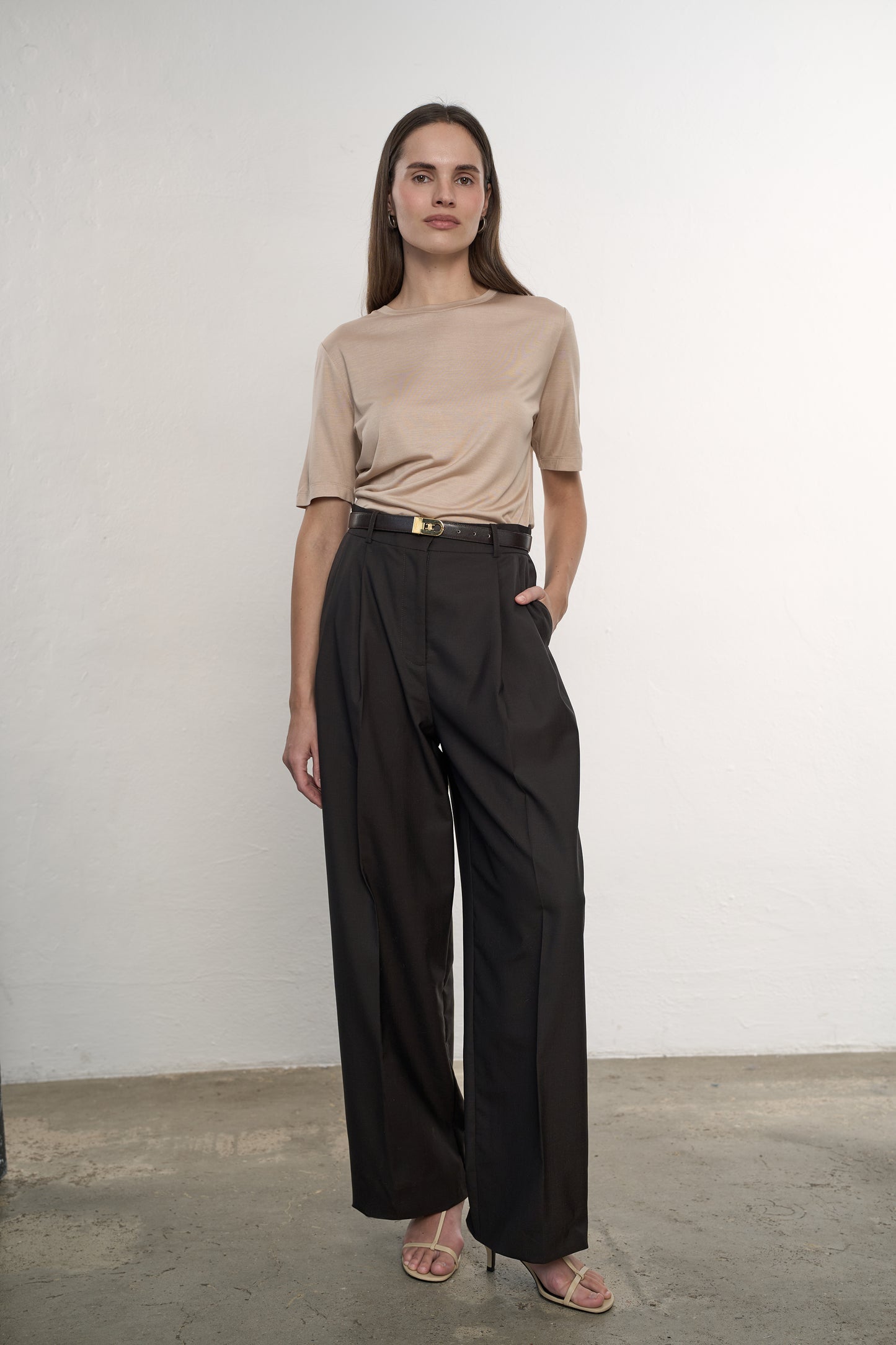 Jedwabny T-shirt Tavey Beige