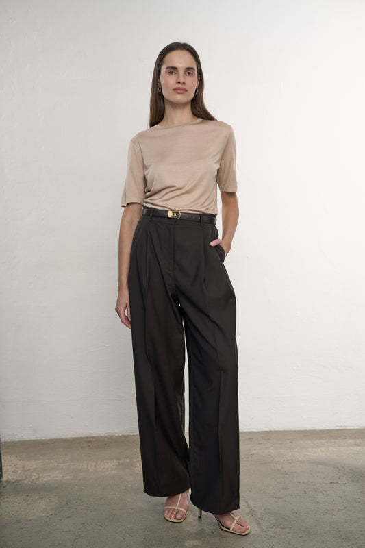 Jedwabny T-shirt Tavey Beige