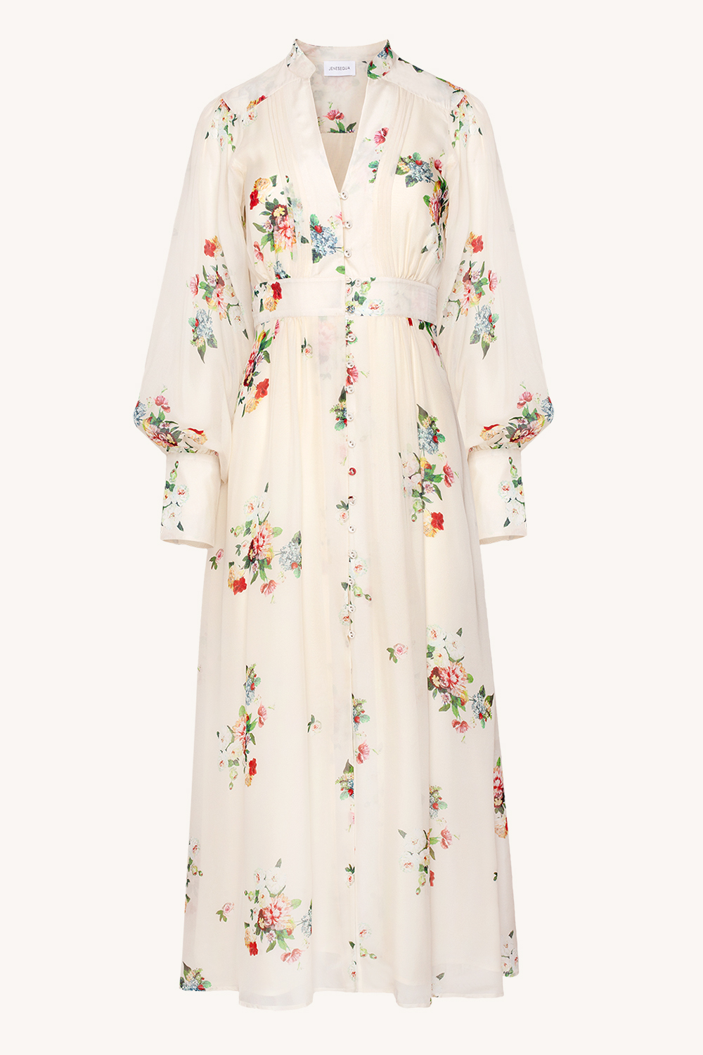 Jedwabna sukienka Annecy Flowers Cream
